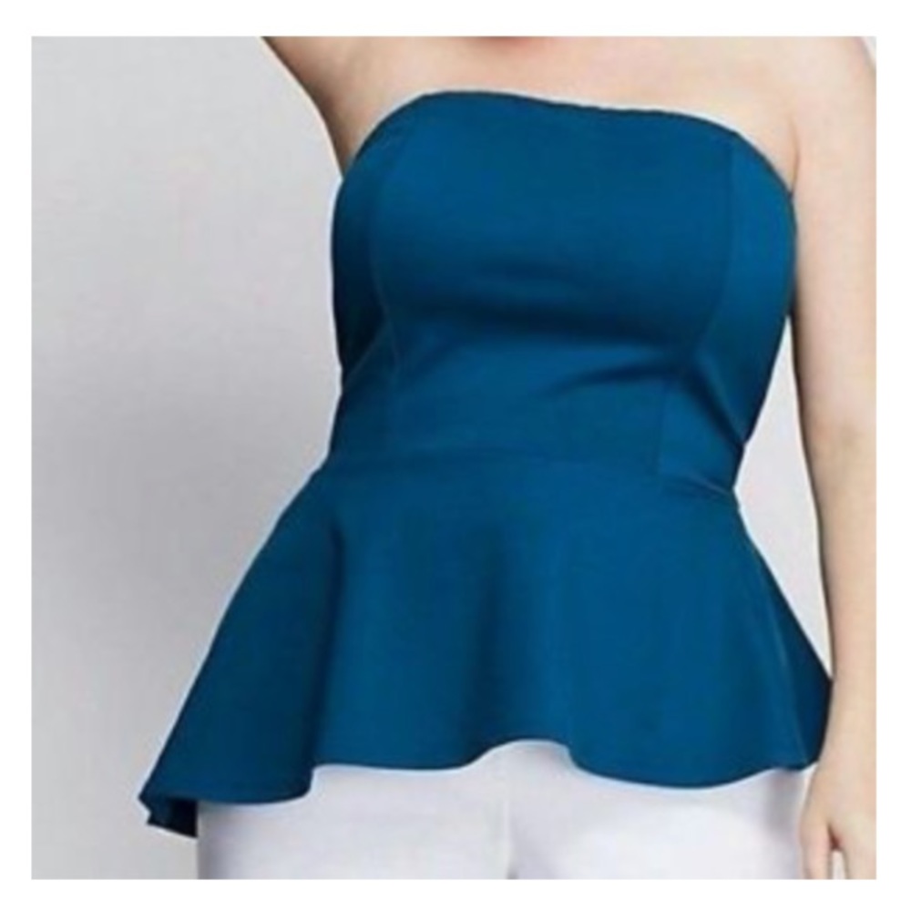Asymmetrical Blue Peplum Sleeveless Top